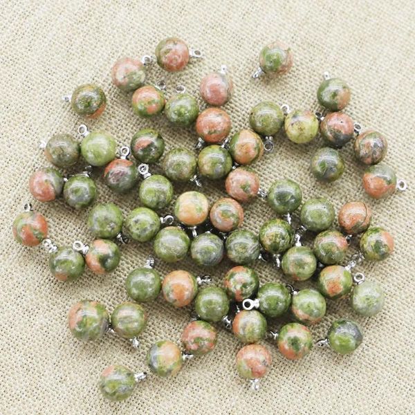 Pingente colares pedra natural 8mm unakite bola forma pendan vender bem diy moda jóias brinco pulseira fazendo atacado 24 pçs