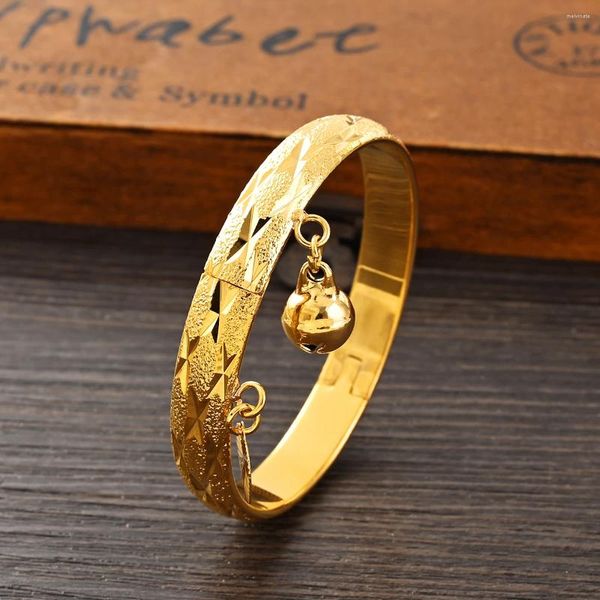 Bangle Openable 45mm 8cm Baby Bangles Árabe Étnica Flor Cor de Ouro Dubai Crianças Tornozeleira Pulseira Criança Jóias Presentes de Festa de Aniversário