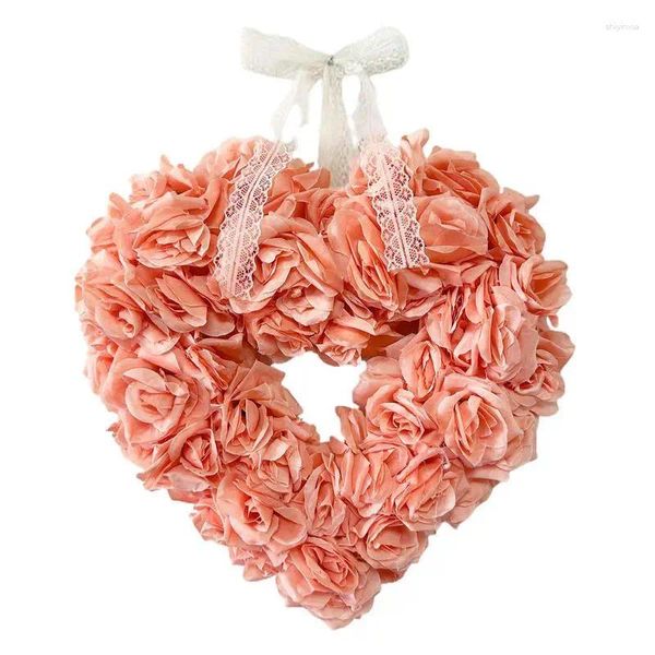 Fiori decorativi San Valentino Cuore Ghirlanda Rosa artificiale Amore Porta Segno Decorazione per feste romantiche Appendiabiti 15,75 pollici