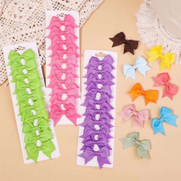 Acessórios de cabelo 10pcs cor sólida hairpins para crianças gorgorão fita arcos clipe boutique artesanal headwear bebê meninas atacado