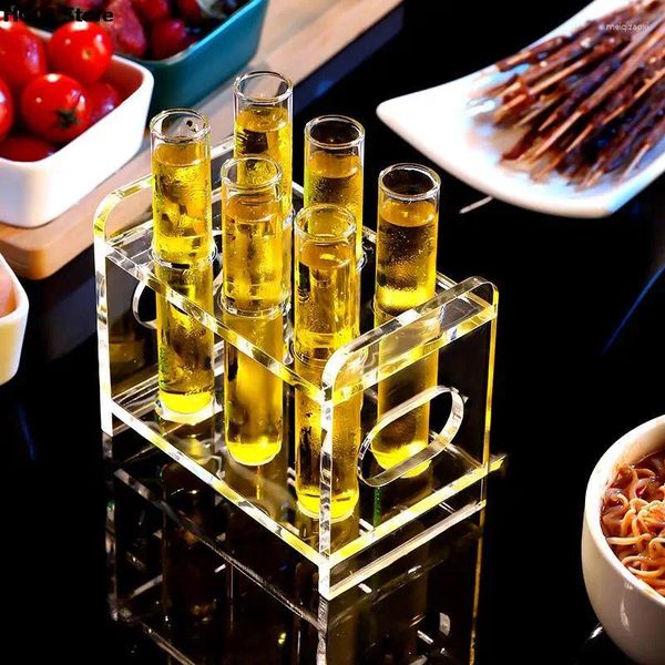 Copos de vinho 2pcs 35ml tubo de ensaio cocktail conjunto de vidro bar ktv night club festa em casa s copo titular copo