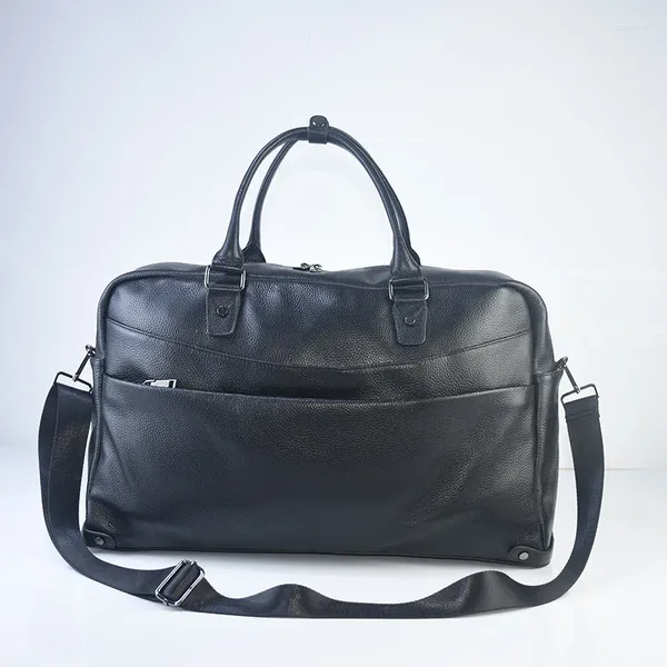 Duffel Bags 2024 Moda İnek Orijinal Deri Seyahat Çantaları Erkek Omuz Çantası Erkekler Büyük Messenger Bagaj Dizüstü