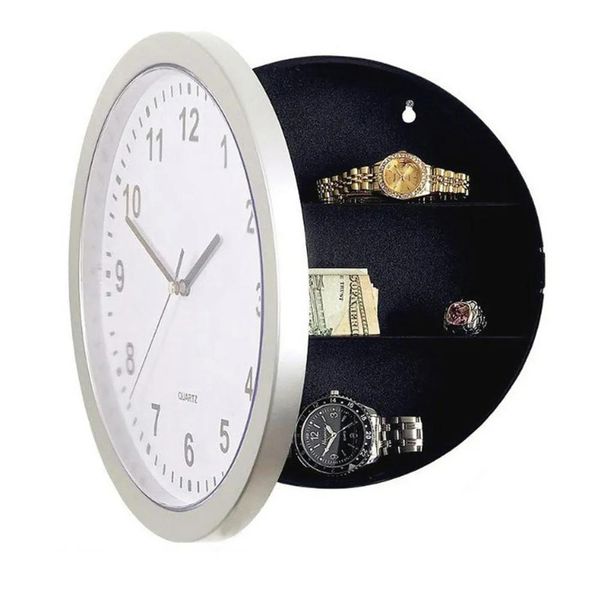 Orologi Design moderno all'ingrosso Orologio meccanico Scatola di immagazzinaggio sicura Orologio Gioielli in plastica Soldi Nascosti Segreti Cassetta di sicurezza Scrivania a muro Cloc