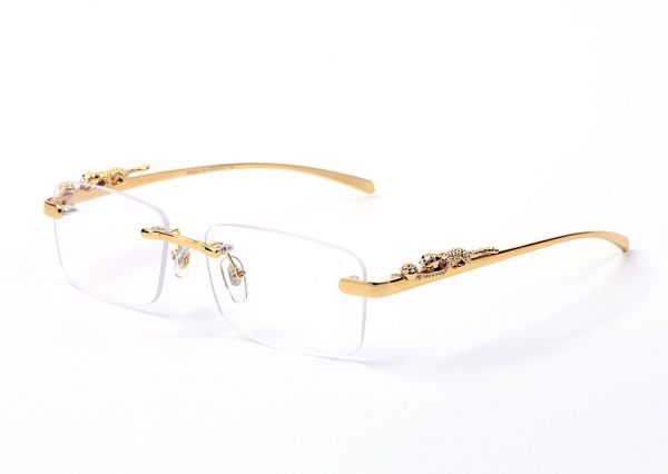 montature per occhiali da sole moda occhiali uomo donna designer retrò oro occhiali da sole senza montatura pantera piazza occhiali montatura unisex sport guida ottica