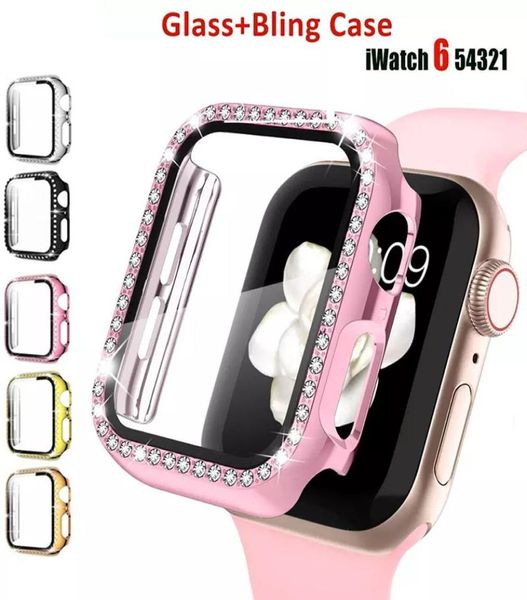 Custodia per orologio con diamante per cassa per orologio Apple 38mm 42mm 40mm 44mm fascia per PC Cover protettiva per schermo per iWatch serie 5 4 3 24236497