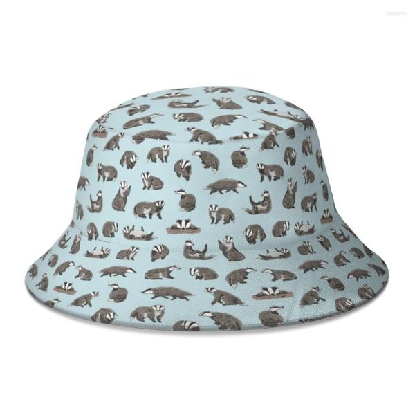 Berets Skunk Animal Bucket Chapéu para Mulheres Homens Estudantes Dobrável Bob Pesca Chapéus Panamá Cap Outono