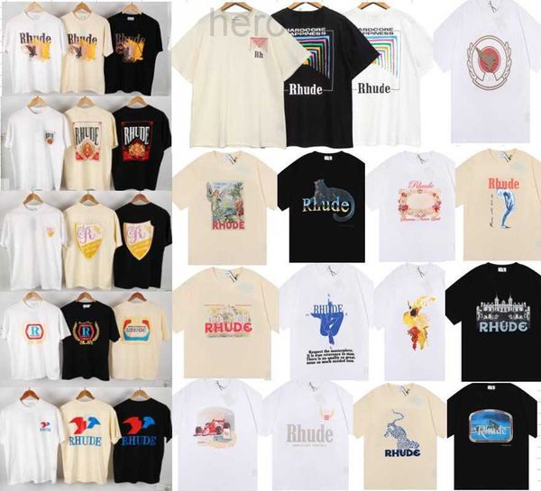 G allery d ept erkek kadın tasarımcısı rhude tişörtleri baskılı moda adam tişört pamuk gündelik tees kısa kollu lüks hip hop sokak kıyafeti tişörtler boyutu s-xl q1 p19j