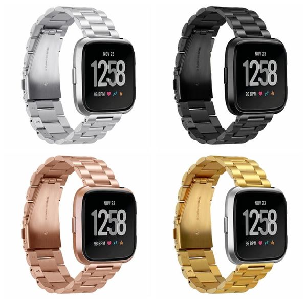 FC0196 Fitbit Versa Faixas de Relógio de Metal Pulseira de Aço Inoxidável Acessório Pulseira de Substituição para Fitbit Versa Smartwatch1483180
