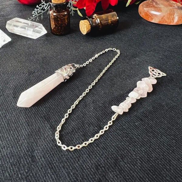 Ожерелья с подвеской из натурального драгоценного камня, розовый кварц, маятник для гадания, лозоходства, Рейки, исцеление, розовый хрустальный амулет, духовный Produlos X194
