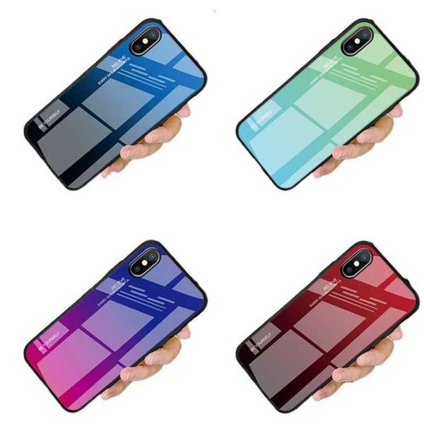 Casos de telefone celular Casos de capa de cor de gradiente de vidro temperado para iPhone 13 Pro Max 12 mini XR E S20 Plus S21 Ultra Note 20 A72 A52 5G A51 A71 Iz8p