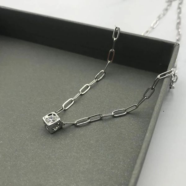 Cubo quadrado de prata esterlina 925 com colar de diamante França Paris feminino clássico dinhvan colar presente de casamento 231229