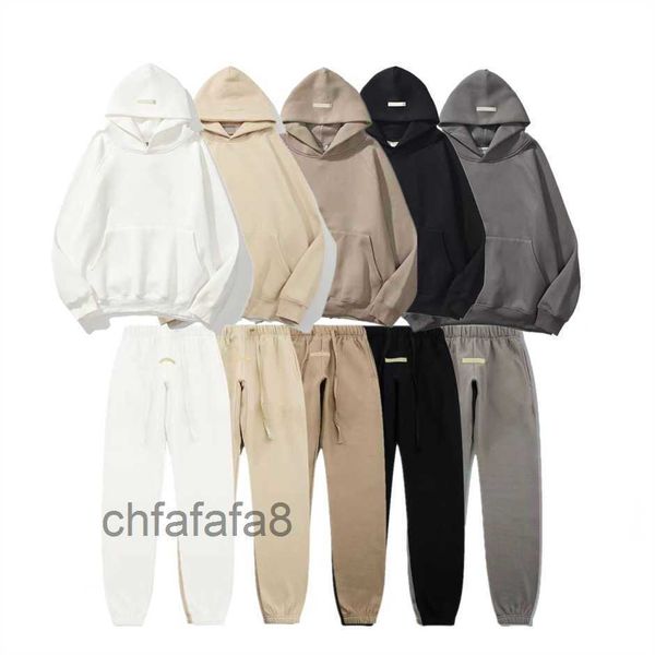 Designer Herrenmode Hoodies Sweatshirts Ess Hooded God Fear Double Line Fog High Street Loose Fleece Half Zip Hoodie MVJ0