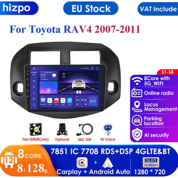 Автомобильное радио 4G-LTE Android 12 для Toyota RAV4 3 XA30 2007-2011 Navi GPS мультимедийный видеоплеер авто стерео головное устройство Carplay BT