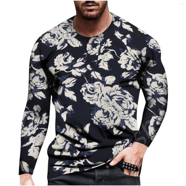 Homens camisetas Flor Floral Camisetas 3D Impressão Homens Mulher Moda Manga Longa O-pescoço Camisa Oversized Harajuku Pulôver Crianças Tees Tops