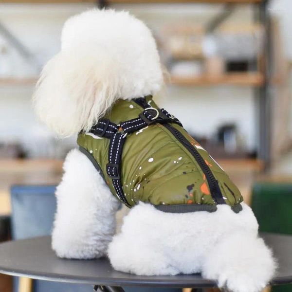 Abbigliamento per cani Parka Striscia riflettente trattabile Regolazione fibbia Costume per animali Chiusura con cerniera Anello tipo D Cucciolo Weskit Vestiti caldi