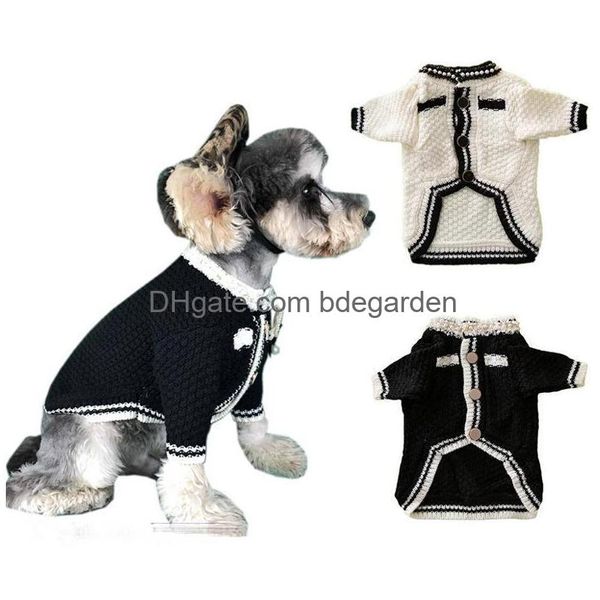 Designer roupas para cães marcas vestuário primavera casacos pequena fragrância pet suéter para cardigan schnauzer bomei teddy corgi pug cães gato dhswo