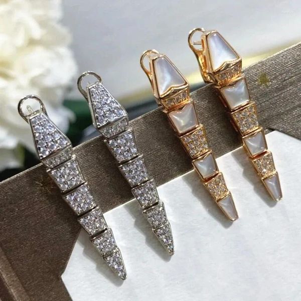 Stud Küpe High Edition S925 STERLING Silverfull Elmas Etkinlik Snake Bone Kadınlar Son Moda Markası Mücevherleri