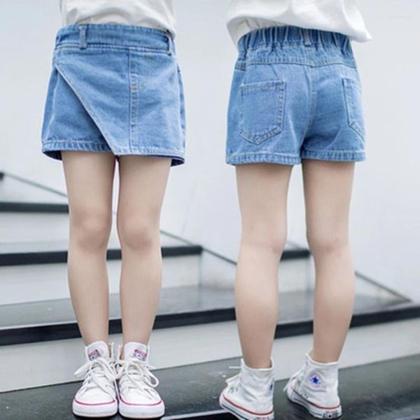 Shorts jeans menina cor sólida curto para meninas estilo casual crianças verão roupas 6 8 10 12 14 anos