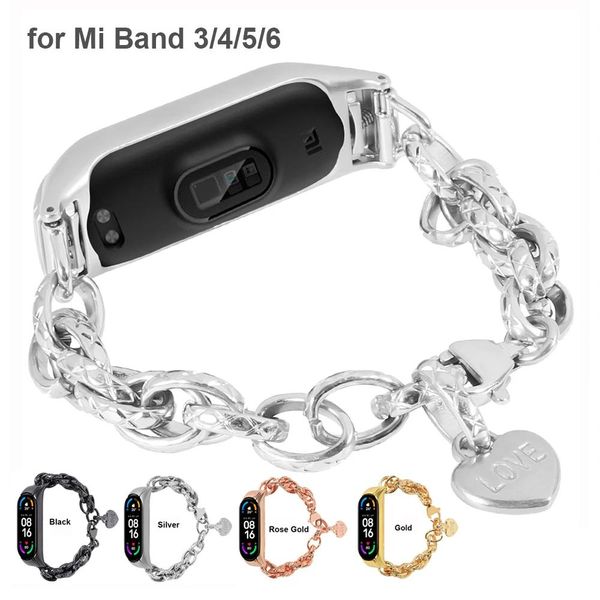 Appareils bracelet en métal pour Xiaomi Mi Band 7 6 / Mi Band 5/ Mi Band 4 3 bracelets de montre intelligente accessoires de remplacement chaîne en acier inoxydable