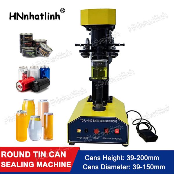 TDFJ-160 Полуавтоматическая закаточная машина для консервов, пива, пластиковых жести, укупорочная машина для укупорки круглых стеклянных металлических бумажных жестяных банок с кольцом