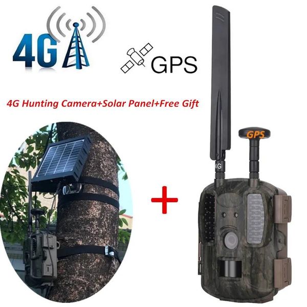 COMBO SOLAR SOLAR 4G Hunting Telecamere Traps Foto Traps Camera selvatica Trail GPS/Email/MMS/FTP/GSM Night Vision Night Vision Solar Caricatore Solar Camera 4G
