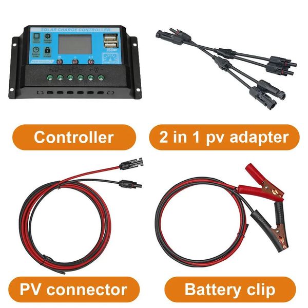 Zubehör 12-V-Solarpanel-Kit, Zubehör 100 W, 200 W, 300 W, 400 W, 500 W, 600 W, flexibles Modul, PWM-Controller und Kabel für Batterie