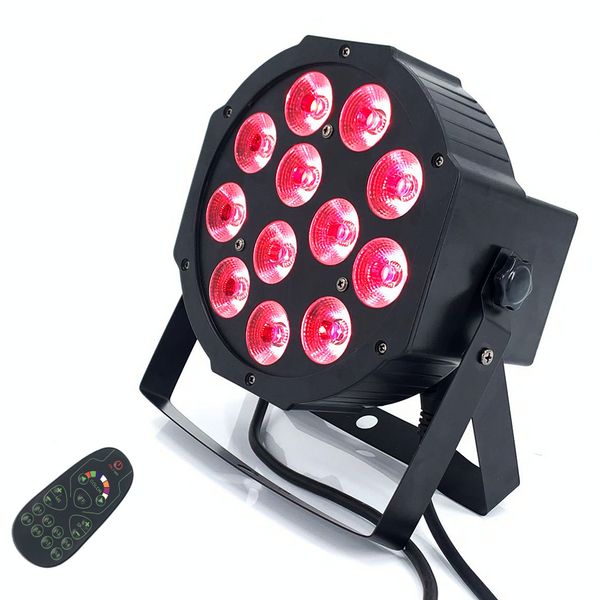 Controle remoto 12x18w led par luz rgbwa uv discoteca luzes equipamentos 8 canais dmx 512 led iluminação de palco discoteca dj barra