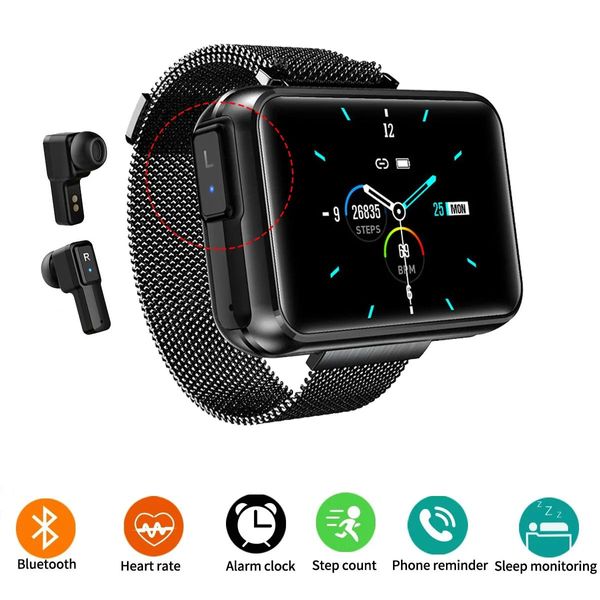 Kopfhörer Mann Sport Smart Watch 2 in 1 TWS Wireless Bluetooth Headset HD Full Touch Screen Fitness Smartwatch Gesundheitserkennung Armband