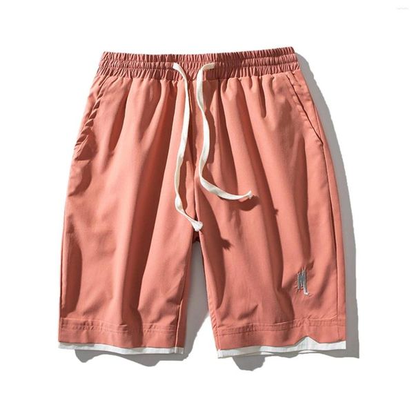 Мужские шорты, летние мужские пляжные брюки, дышащие, удобные, однотонные, свободные, укороченные на шнурке, Гавайские молодежные мужские шорты