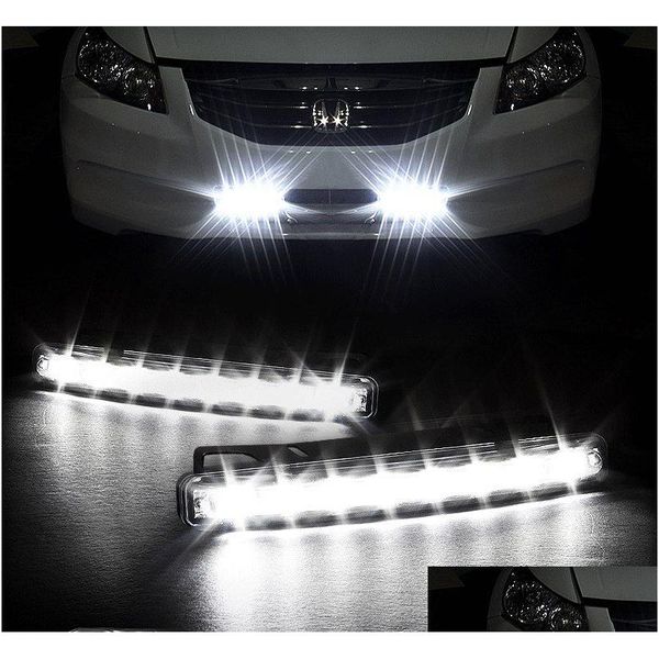 Tagfahrlichter Drl 2 Stück DC 12V 8W 8LED Autofahren Lauflicht Kopf Nebelscheinwerfer Superweiße Farbe Wasserdichte externe LED Dro Dhoxf