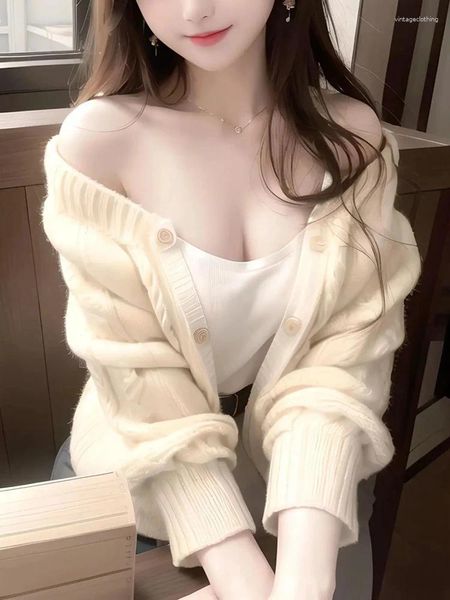 Malhas femininas ljhljx ai estilo coreia moda fina torção padrão de malha cardigan camisola de alta qualidade menina malhas topos em espécie tiro