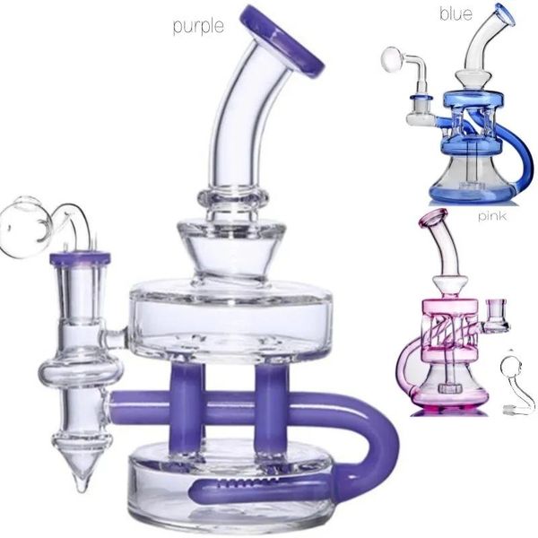 Wasserpfeifen Neuer kostenloser Versand Recycler Farbige Bong Glasbongs Nexusglass Hitman Hightimes Bong 14,4 mm Glasverbindung Recycling-Öl-Dab-Rig-Glas