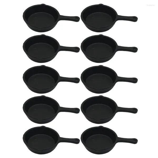 Panelas Sewroro Frigideiras de Ferro Fundido 10 Pcs Miniatura Casa de Boneca Cozinha Pequena Frigideira Mini Acessórios Decoração