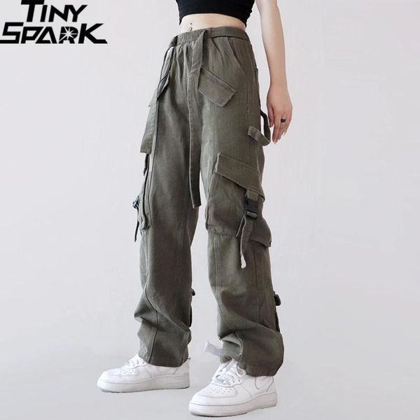 Hosen 2022 Hip Hop Streetwear Twill Cargo Hosen Multi Taschen Männer Jogger Hosen Gürtel Harajuku Baumwolle Spur Harem Hosen Hipster