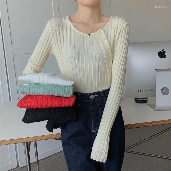 Frauen Pullover Herbst Und Winter Koreanische Version Diagonal Taste Fee Stil Mode Dünne Dünne Gestrickte Pullover Top