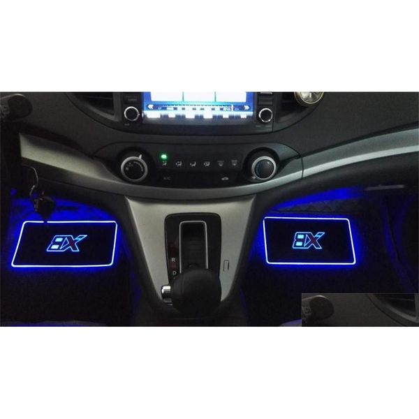 Dekorative Lichter Pampse 4pcs Auto Innenatmosphäre Lampenbodenmatten LED -App -Steuerungssteuerung blinkendes Licht RGB mit Fernbedienung del Dhuve