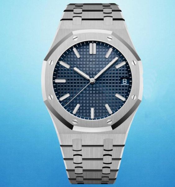 Luxus-Herrenuhr, 41 mm, blaues Zifferblatt, 15500, 316L-Edelstahl, asiatisches Uhrwerk, mechanische automatische Herren-Armbanduhr