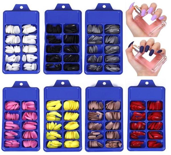 120 pz scatola opaca copertura completa unghie finte ballerina bara unghie finte manicure colla artificiale manicure fai da te strumenti per nail art248s292i7484452