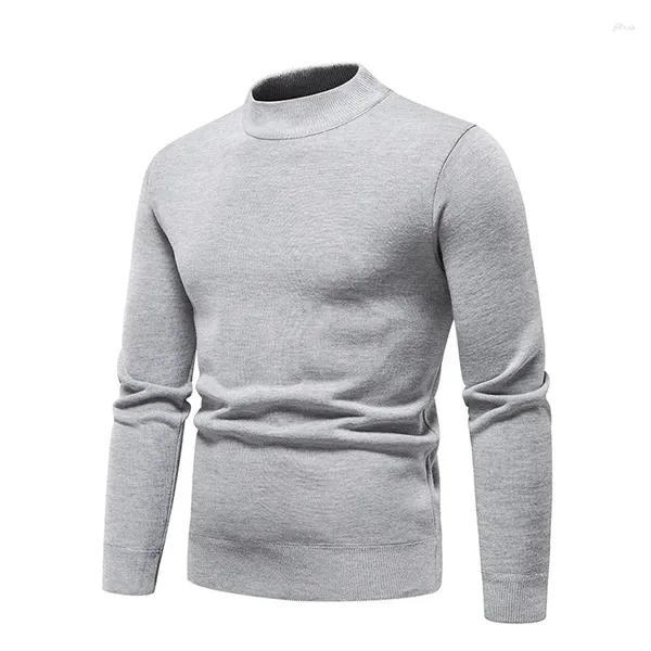 Camisolas masculinas 2024 inverno pulôver homens o-pescoço cor sólida manga longa quente magro roupas masculinas roupa interior tricô blusa base top