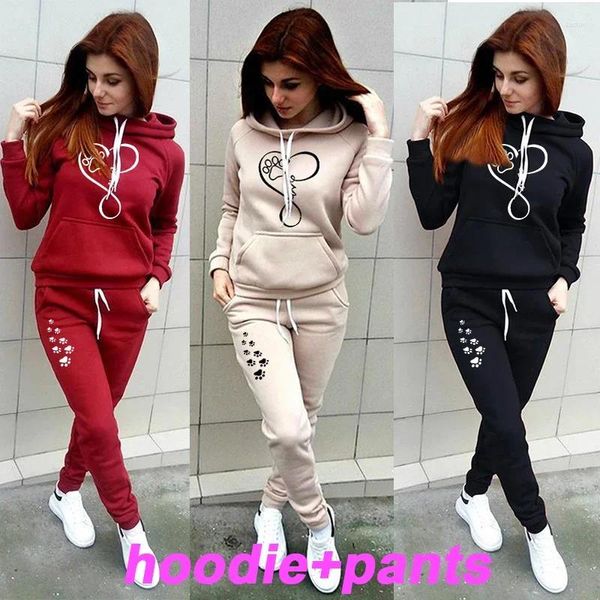 Calças femininas de duas peças Mulheres Casual Tracksuit Sportswear 2 Set Street Wear Mangas Compridas Tops Slim Fit Calça Jogging Terno Feminino Roupas