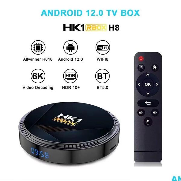 Caixa Android TV Box 128GB HK1 RBOX H8 12 ALLWINNER H618 16GB 32GB 64GB WIFI6 BT5.0 H.265 4K HDR Media Player HK1Rbox Drop Deliver