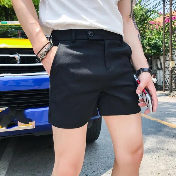 Shorts masculinos homens verão de alta qualidade moda cor sólida casual em linha reta simples versátil magro streetwear roupas