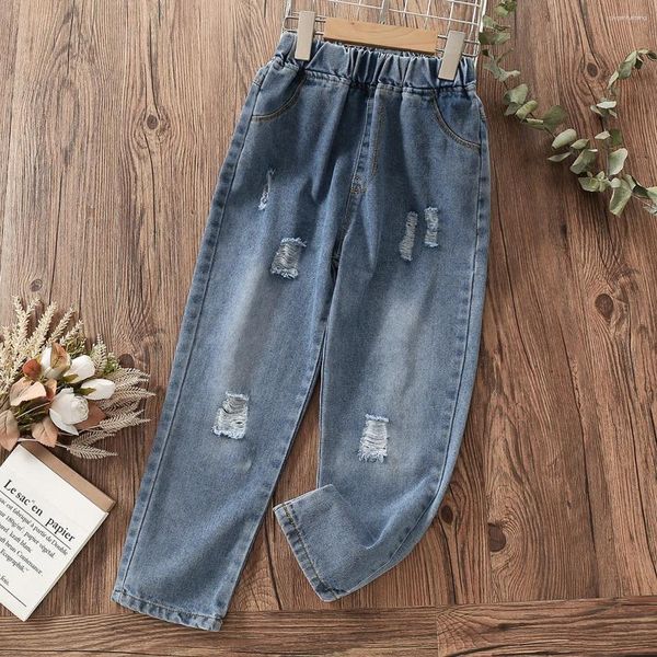 Pantolonlar Okul Kotları Kızlar için Kıyafetler Gençler Denim Pantolon Çocuklar Çocuk Bahar 5 6 7 8 9 12 12 14 yıl