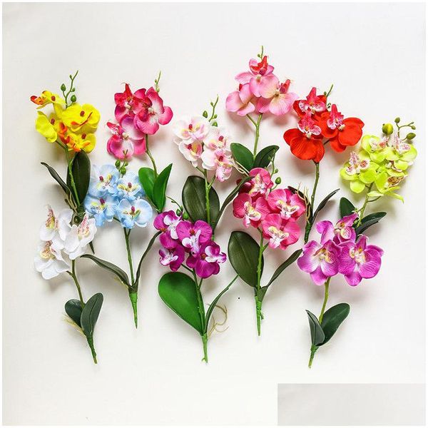 Flores decorativas grinaldas casa jardim borboleta orc mini simulação artificial phalaenopsis diy mesa de casamento display falso gota del dhyq2