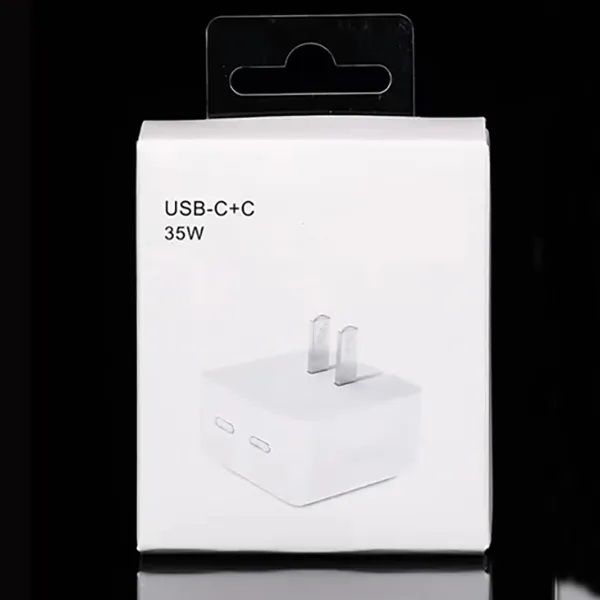 Carregadores PD 35W Adaptador de energia de porta USB C dupla carregamento rápido Carregador de tomada de parede dos EUA UE para Apple MacBook iphone 11 12 13 14 15 pro max Tipo duplo usb c