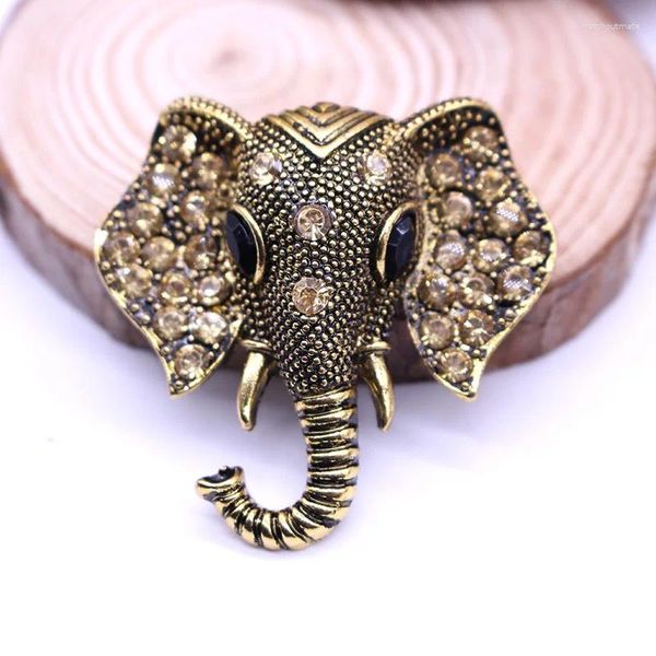 Spille Spilla elefante alla moda per uomo Spille animali con strass Gioielleria raffinata Colore oro Regalo di Natale in cristallo vintage