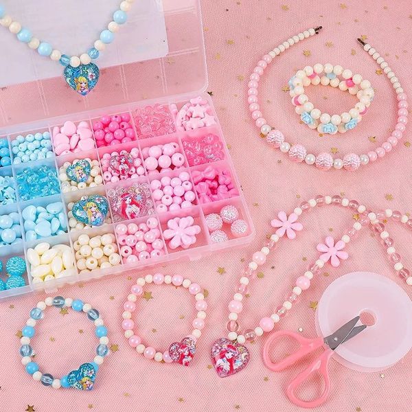 24 grade meninas diy conjunto de jóias fazendo kit para crianças menina pérola contas para pulseiras anéis colares criatividade kits arte artesanato 231229