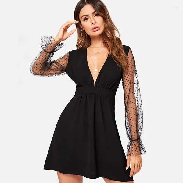 Roupa de banho feminina manga comprida com decote em v renda bodycon recortado na altura do joelho vestido de festa para mulheres