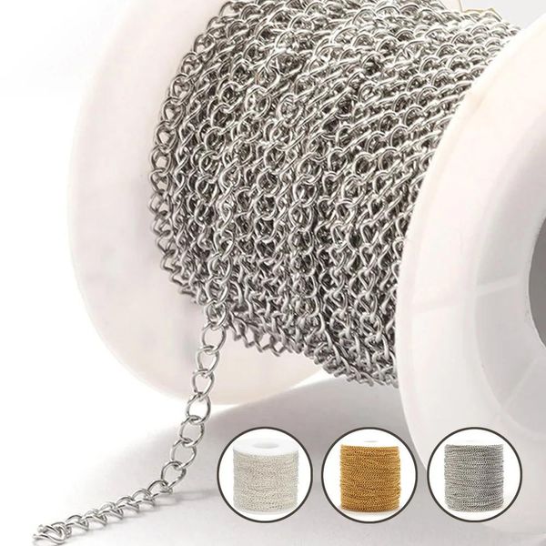 Armbanden 10 meter/rol roestvrijstalen kettingen 2/3/5 mm gouden ketting kettingen voor armband verlengketting diy sieradencomponenten geen vervaging