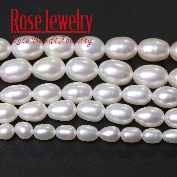 Perlen 5a Qualität 100% weiße Perle wirklich natürliches Süßwasserkultivierreis -Form Lose Perlen 36 cm Strang 311 mm Größe für Schmuckherstellung